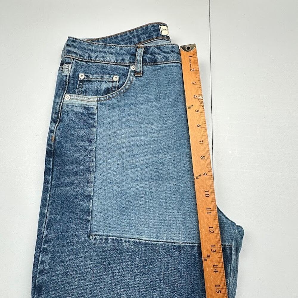 We The Free People Jeans Womens 31 Blue Patchwork Boho Hippie High Rise Pockets - Picture 10 of 12
